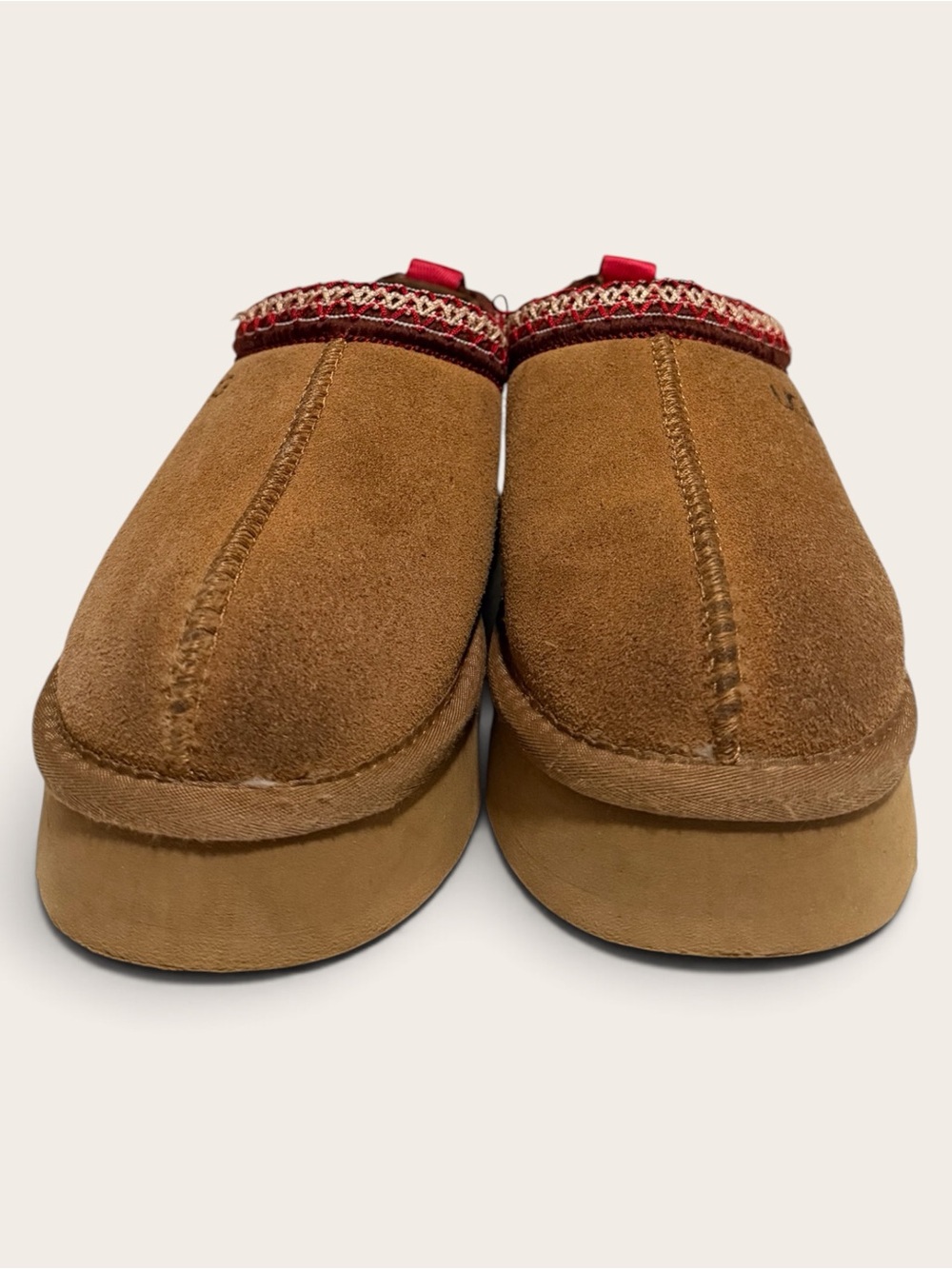UGG Kids Chestnut Suede Slip-On Clog with Red Accent Collar - Picture 3 of 9